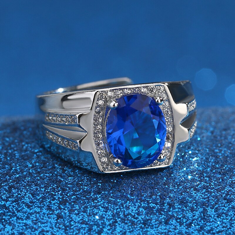 Bague homme argentée, zircon cubique, ajustable – Vente Flash Bijoux