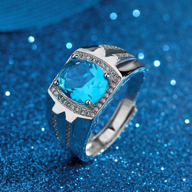 Bague homme argentée, zircon cubique, ajustable – Vente Flash Bijoux