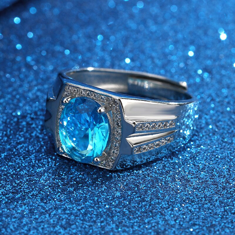 Bague homme argentée, zircon cubique, ajustable – Vente Flash Bijoux