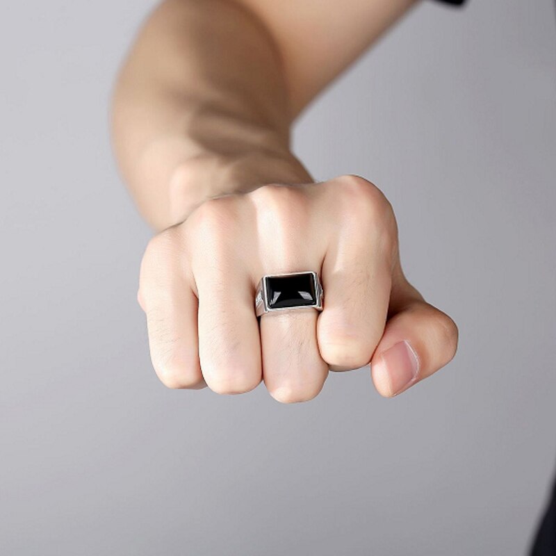 Bague homme argentée, zircon cubique, ajustable, vintage – Vente Flash Bijoux