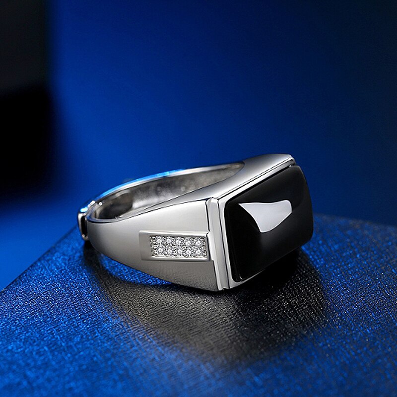Bague homme argentée, zircon cubique, ajustable, vintage – Vente Flash Bijoux