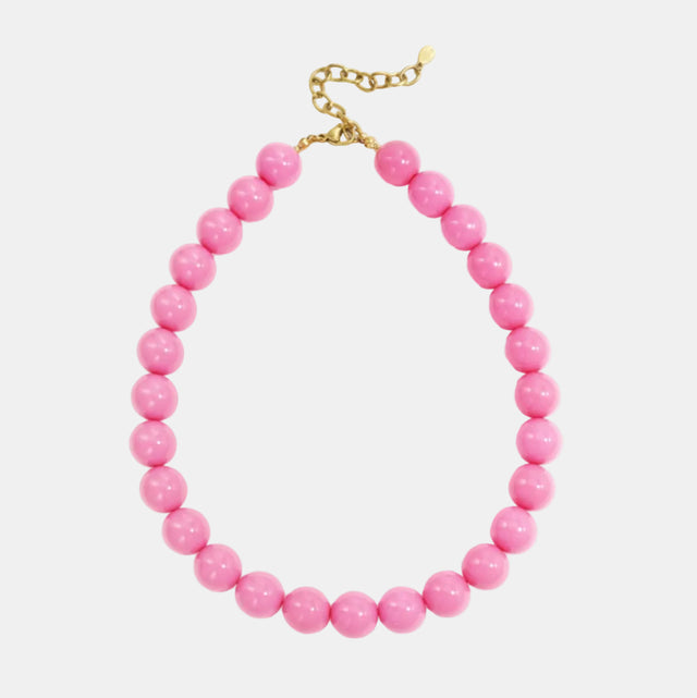 Collier court à grosses perles colorées