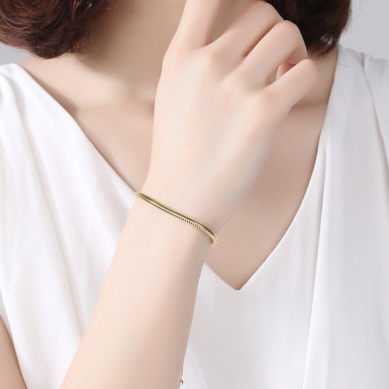 Bracelet femme doré, serpent, perles – Vente Flash Bijoux