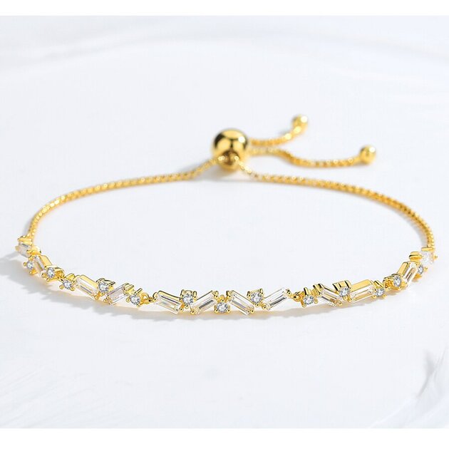 Bracelet femme doré rose, chaîne, zircon cubique – Vente Flash Bijoux
