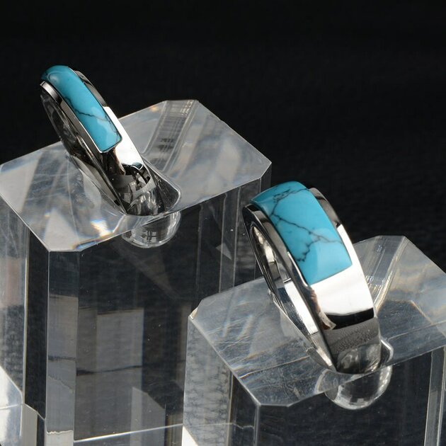 Bague homme acier inoxydable, turquoise – Vente Flash Bijoux