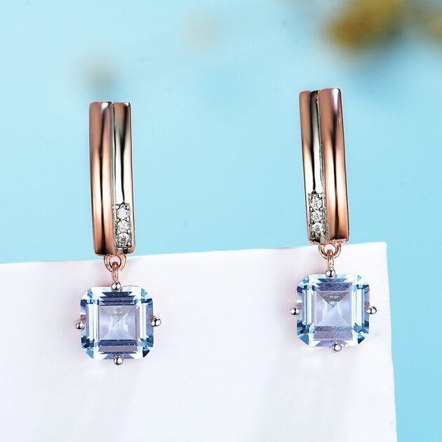 Boucles d'oreilles dorée rose, topaze – Vente Flash Bijoux