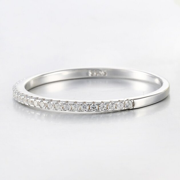Bague femme argentée, zircon cubique, graphique – Vente Flash Bijoux
