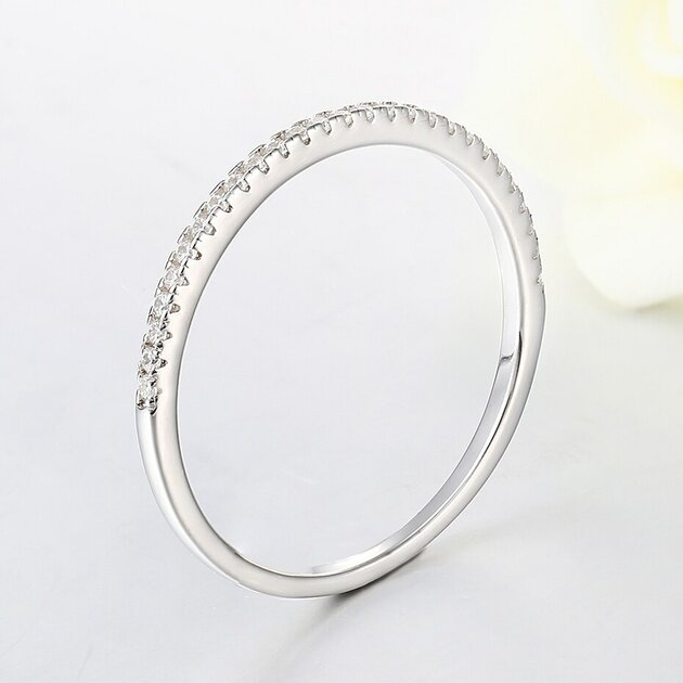 Bague femme argentée, zircon cubique, graphique – Vente Flash Bijoux