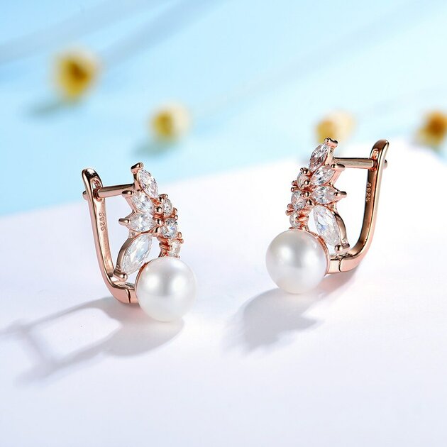Boucles d'oreilles dorées, perles, délicat – Vente Flash Bijoux
