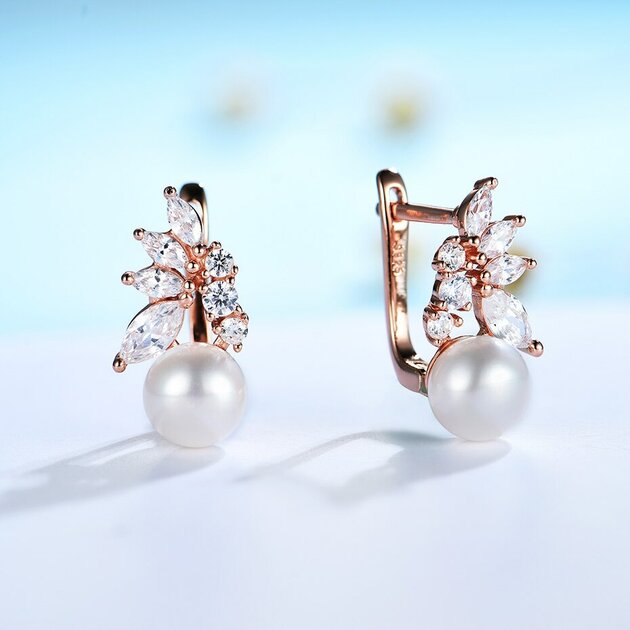 Boucles d'oreilles dorées, perles, délicat – Vente Flash Bijoux