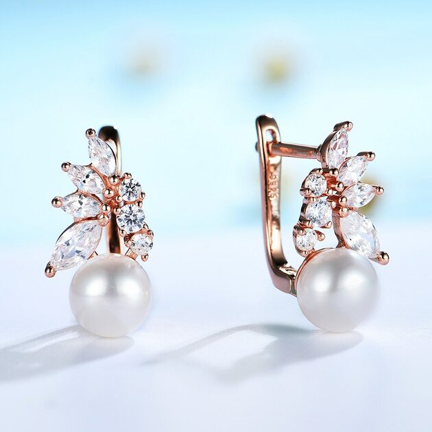 Boucles d'oreilles dorées, perles, délicat – Vente Flash Bijoux