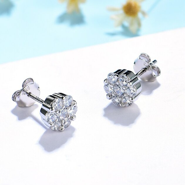 Boucles d'oreilles dorées ou argentées, zircon cubique, raffiné – Vente Flash Bijoux