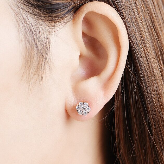 Boucles d'oreilles dorées ou argentées, zircon cubique, raffiné – Vente Flash Bijoux