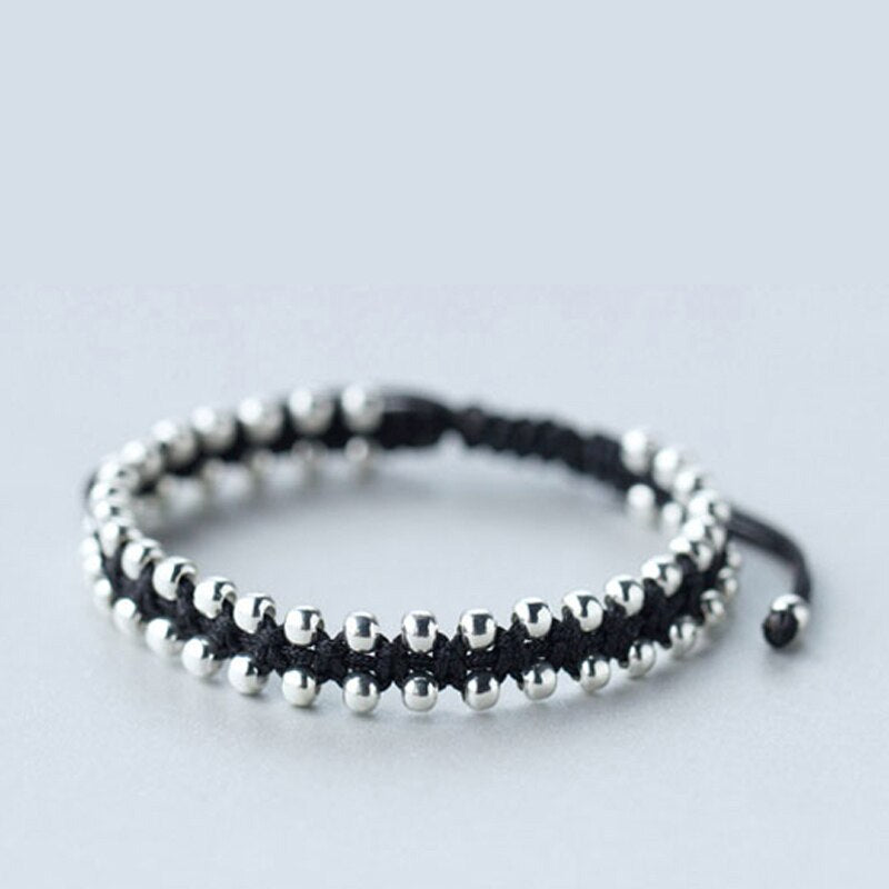 Bracelet femme argenté, chaîne, perles, minimaliste – Vente Flash Bijoux