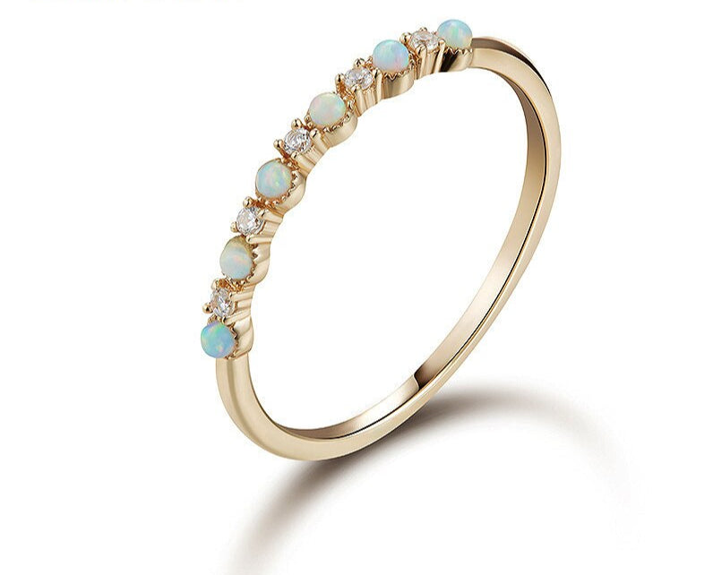 Bague femme dorée, opale – Vente Flash Bijoux