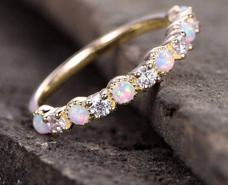 Bague femme dorée, opale – Vente Flash Bijoux