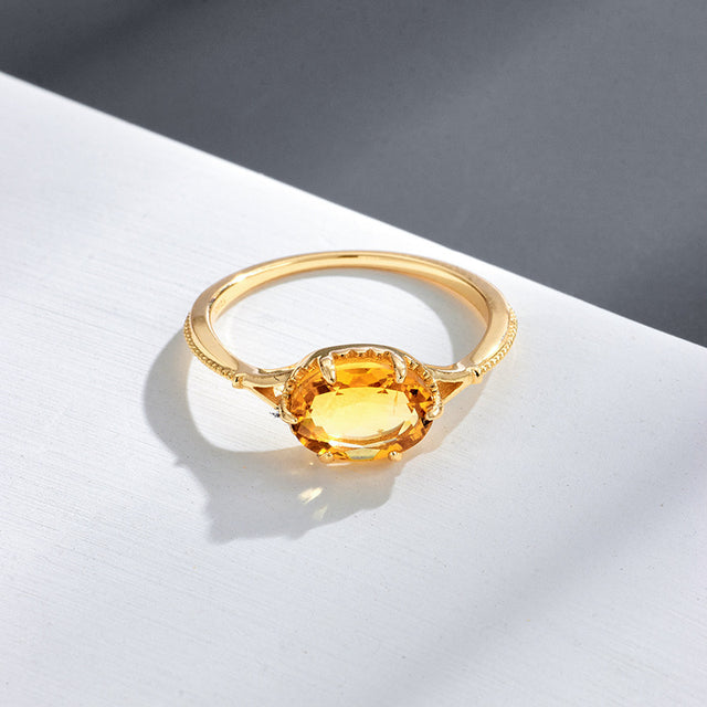 Bague femme dorée, citrine – Vente Flash Bijoux