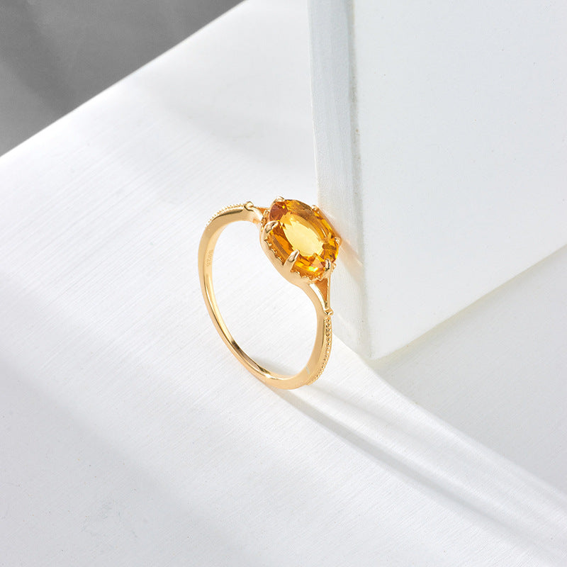 Bague femme dorée, citrine – Vente Flash Bijoux