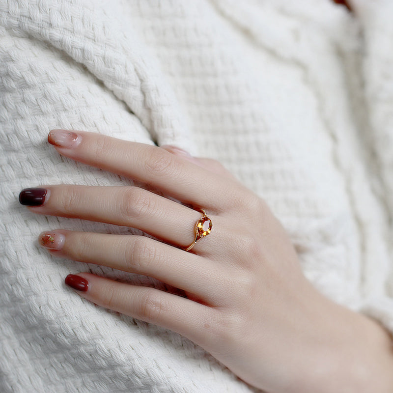 Bague femme dorée, citrine – Vente Flash Bijoux