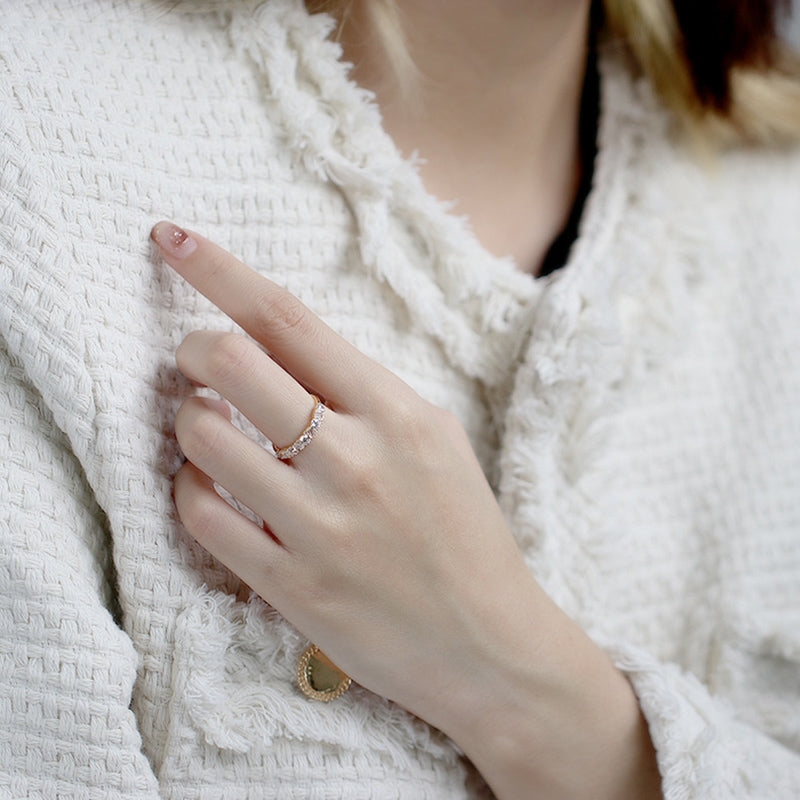 Bague femme dorée, zircon cubique, chic – Vente Flash Bijoux