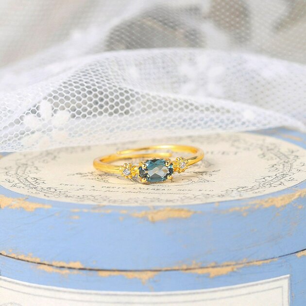 Bague étoile argentée, topaze naturelle– Vente Flash Bijoux
