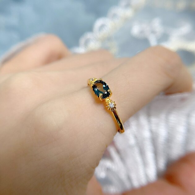 Bague étoile argentée, topaze naturelle– Vente Flash Bijoux