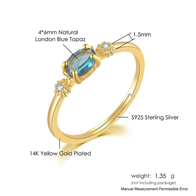 Bague étoile argentée, topaze naturelle– Vente Flash Bijoux