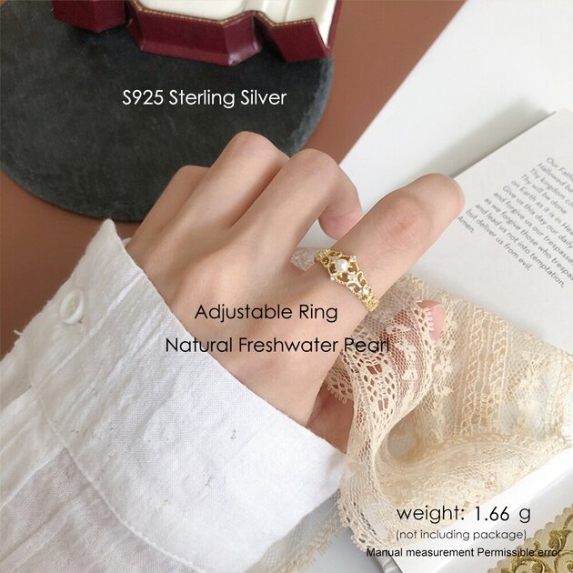 Bague femme dorée, couronne, perles, ajustable – Vente Flash Bijoux