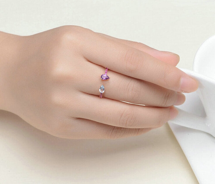 Bague femme dorée, améthyste – Vente Flash Bijoux