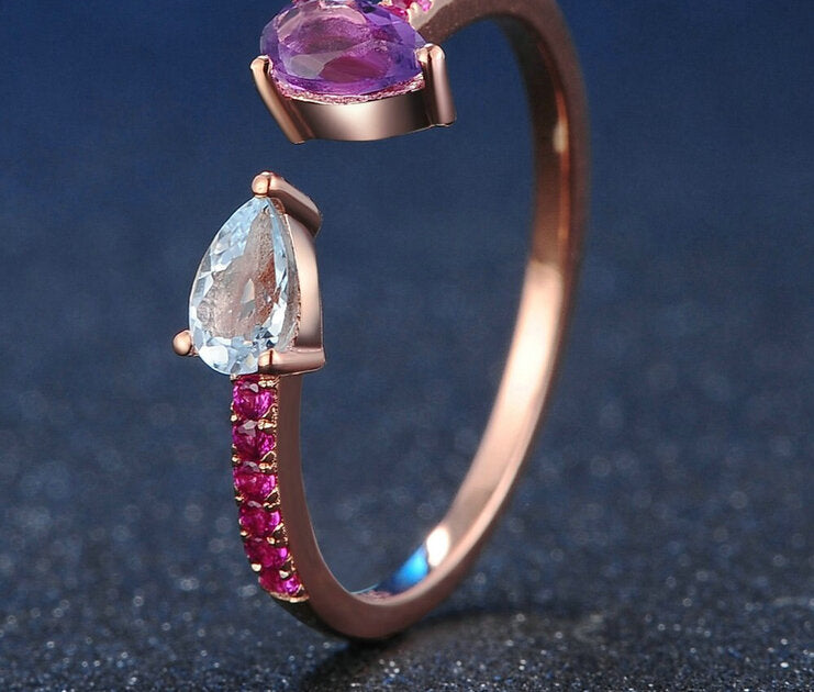 Bague femme dorée, améthyste – Vente Flash Bijoux
