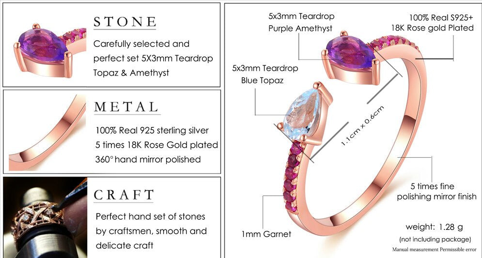 Bague femme dorée, améthyste – Vente Flash Bijoux