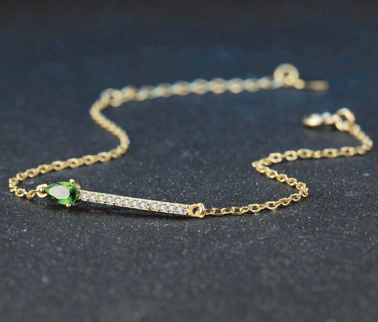 Bracelet femme doré, goutte, diopside – Vente Flash Bijoux
