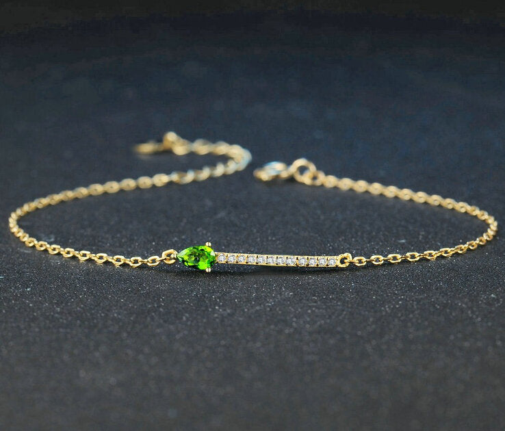 Bracelet femme doré, goutte, diopside – Vente Flash Bijoux