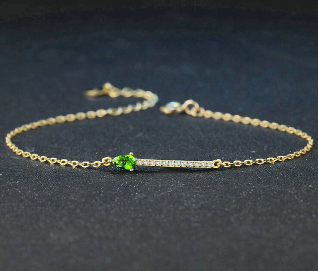 Bracelet femme doré, goutte, diopside – Vente Flash Bijoux
