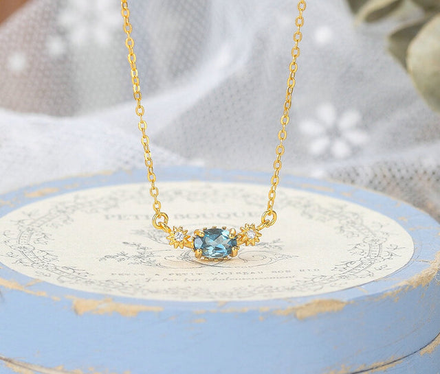 Collier femme doré, étoile, topaze – Vente Flash Bijoux