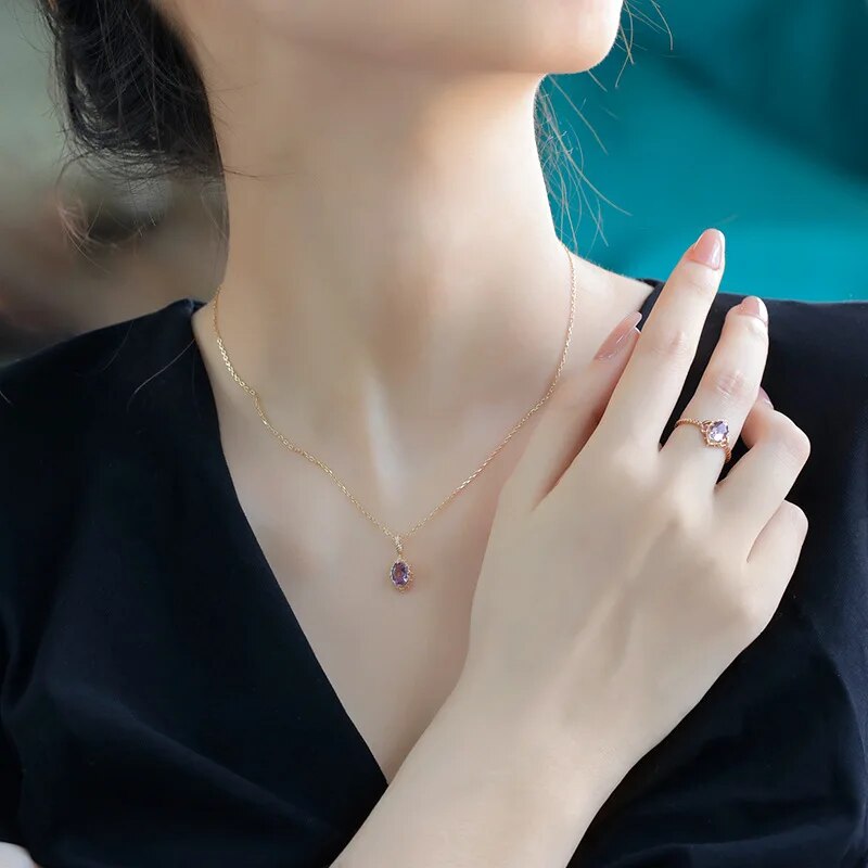 Collier femme doré, couronne, améthyste – Vente Flash Bijoux