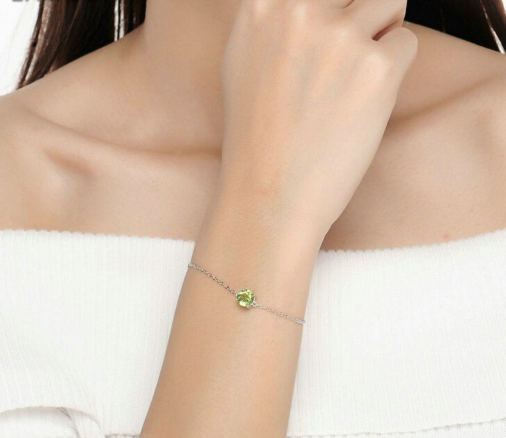 Bracelet femme argenté, péridot – Vente Flash Bijoux