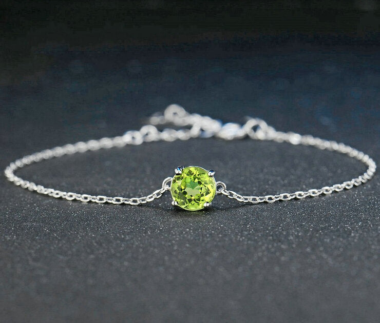 Bracelet femme argenté, péridot – Vente Flash Bijoux