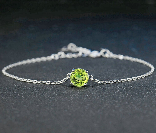 Bracelet femme argenté, péridot – Vente Flash Bijoux
