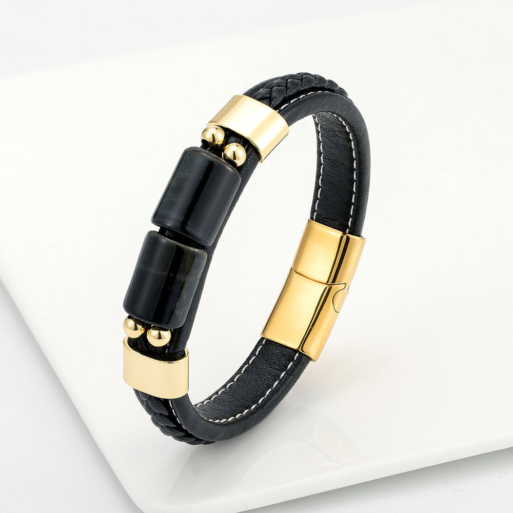 Bracelet femme acier inoxydable, chaîne, œil de tigre – Vente Flash Bijoux