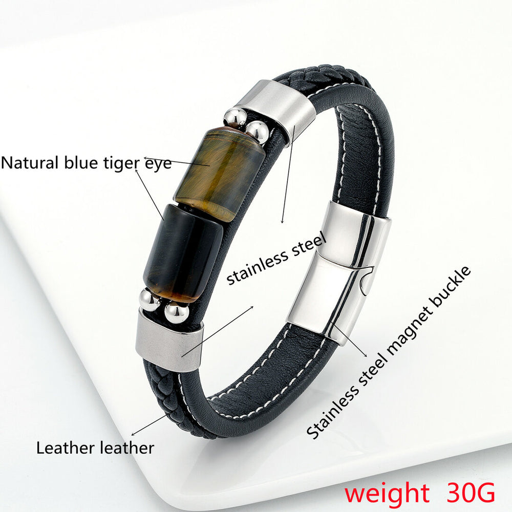 Bracelet femme acier inoxydable, chaîne, œil de tigre – Vente Flash Bijoux