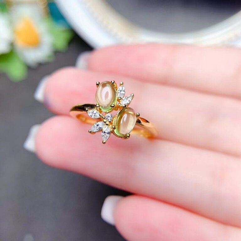 Bague femme dorée ou argentée, péridot – Vente Flash Bijoux