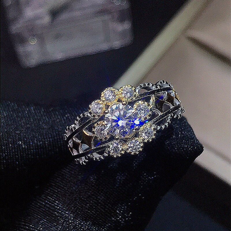 Bague femme argentée, zircon cubique, ajustable – Vente Flash Bijoux