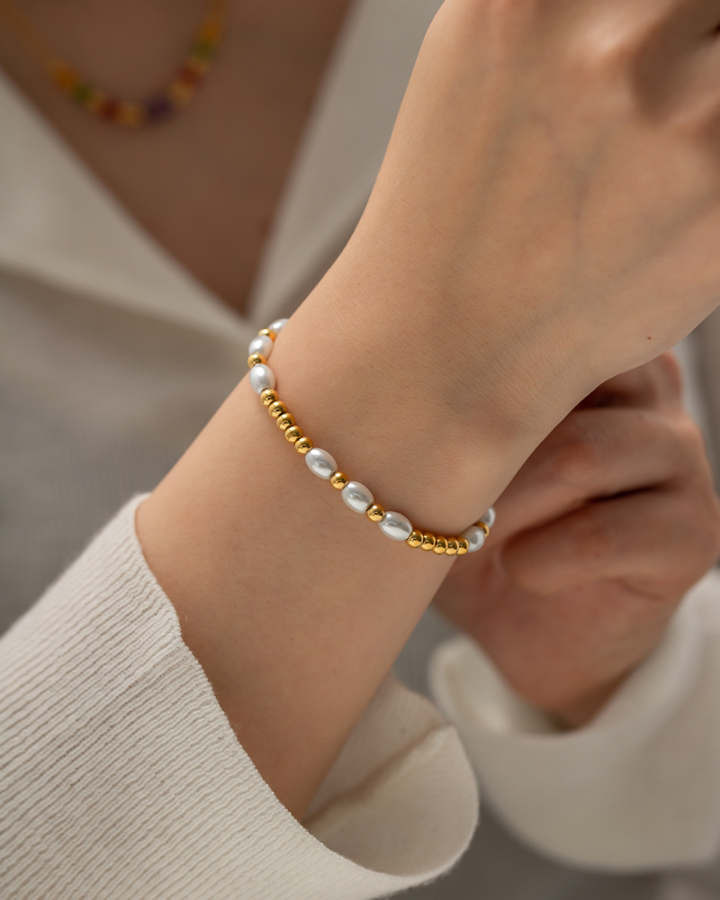 Bracelet femme doré, perles, délicat – Vente Flash Bijoux