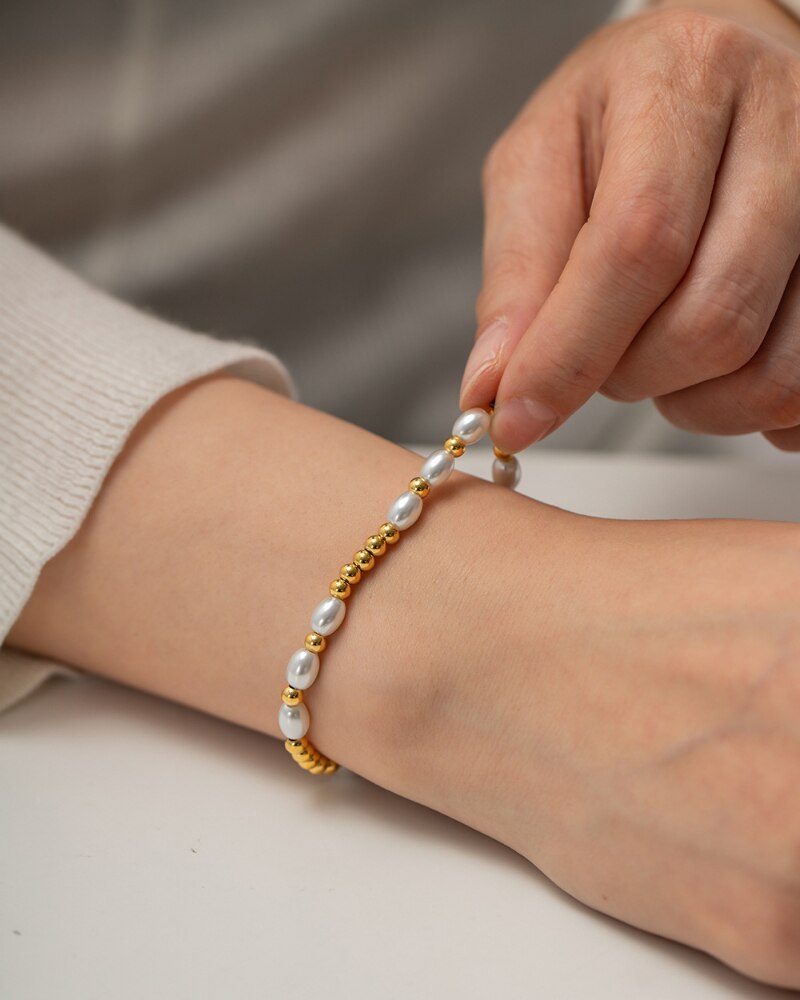 Bracelet femme doré, perles, délicat – Vente Flash Bijoux