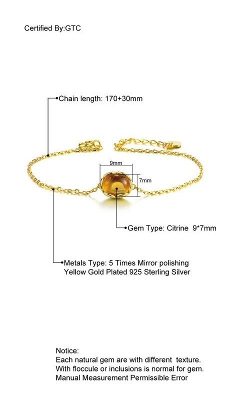 Bracelet femme doré, citrine – Vente Flash Bijoux