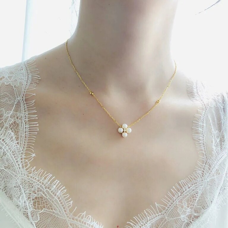 Collier femme doré, perles, chic, minimaliste – Vente Flash Bijoux