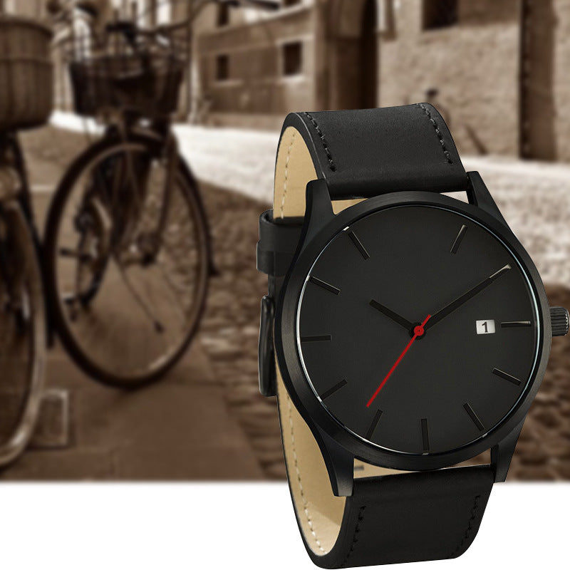 Montre homme à quartz, bracelet cuir, élégant – Vente Flash Bijoux