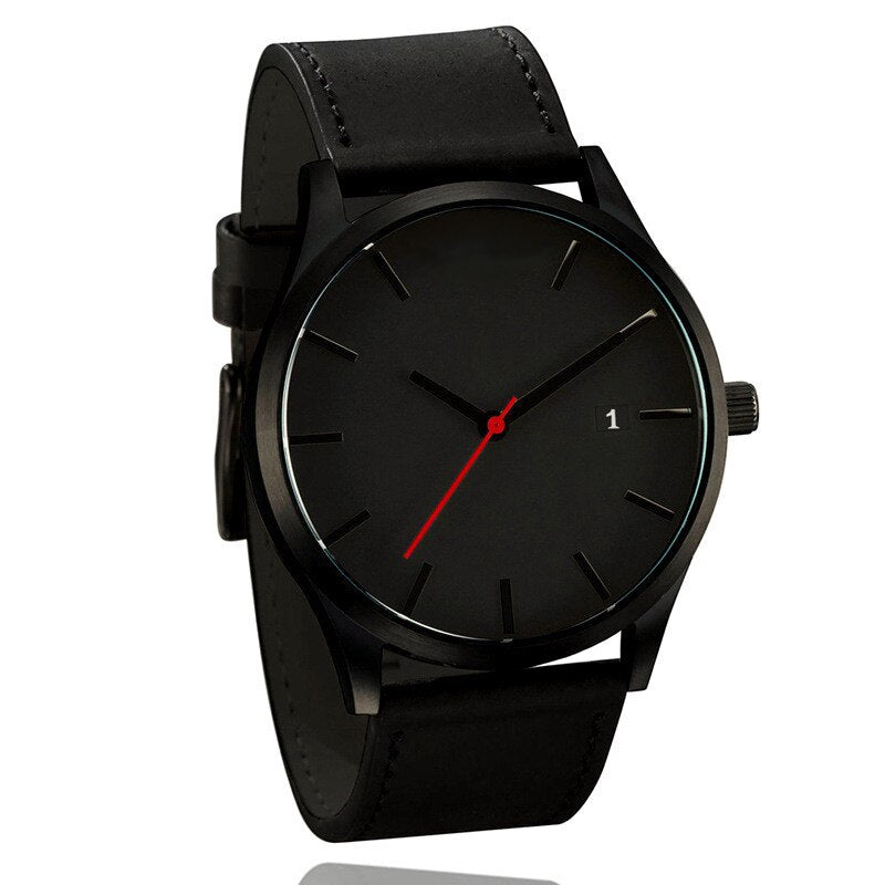 Montre homme à quartz, bracelet cuir, élégant – Vente Flash Bijoux