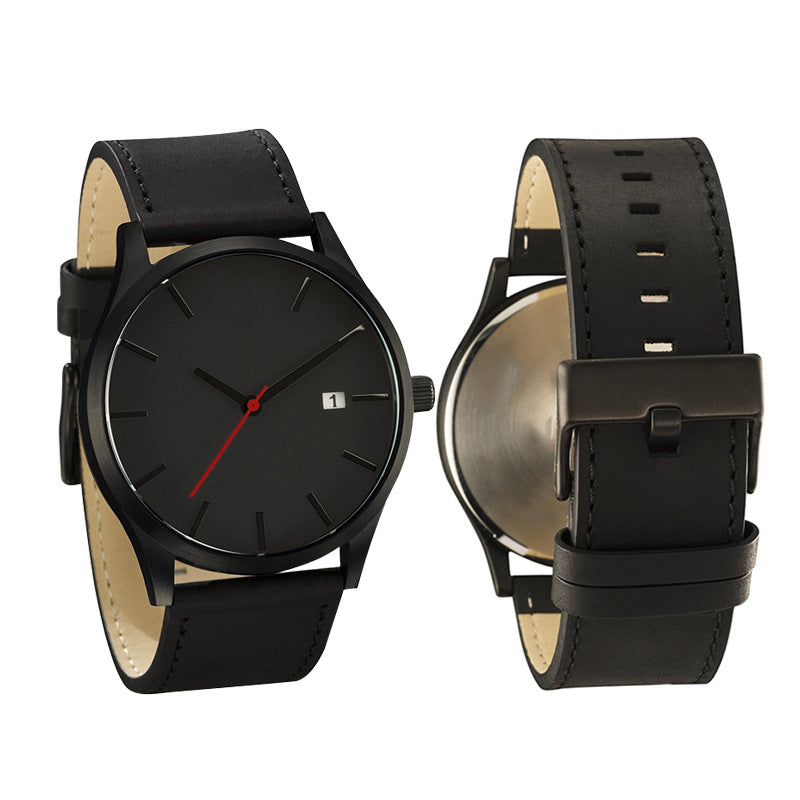 Montre homme à quartz, bracelet cuir, élégant – Vente Flash Bijoux